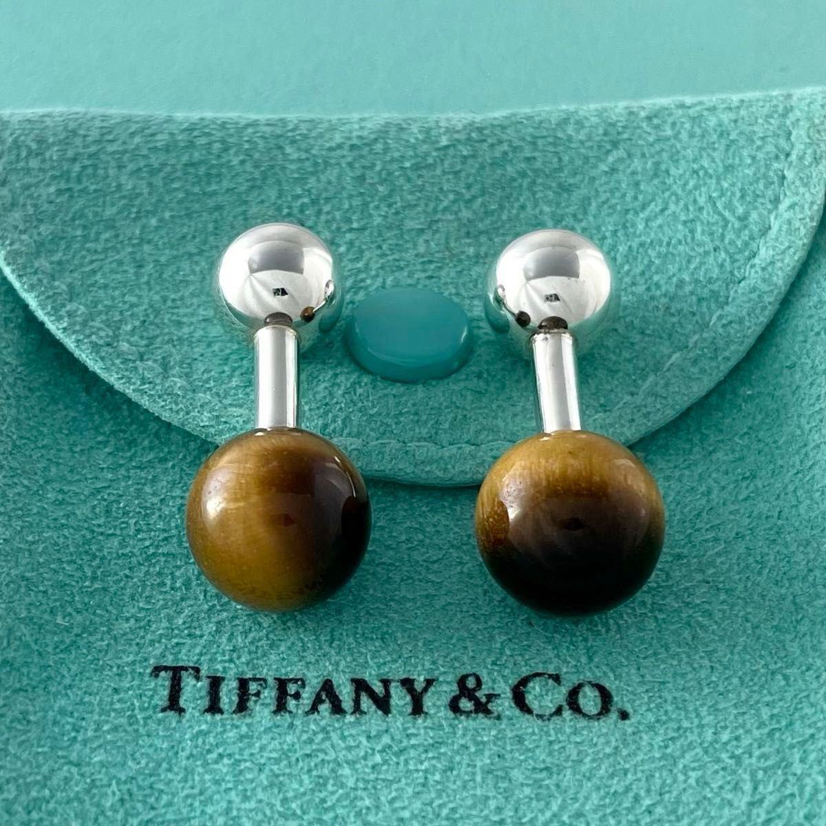 オールドティファニー 希少 タイガーアイ カフス ヴィンテージ Q91fe