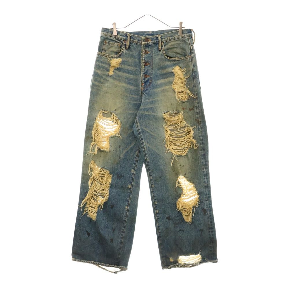 SUGARHILL シュガーヒル 21AW デストロイ加工 シンチバック ワイドデニムパンツ 21AWBM01 インディゴ