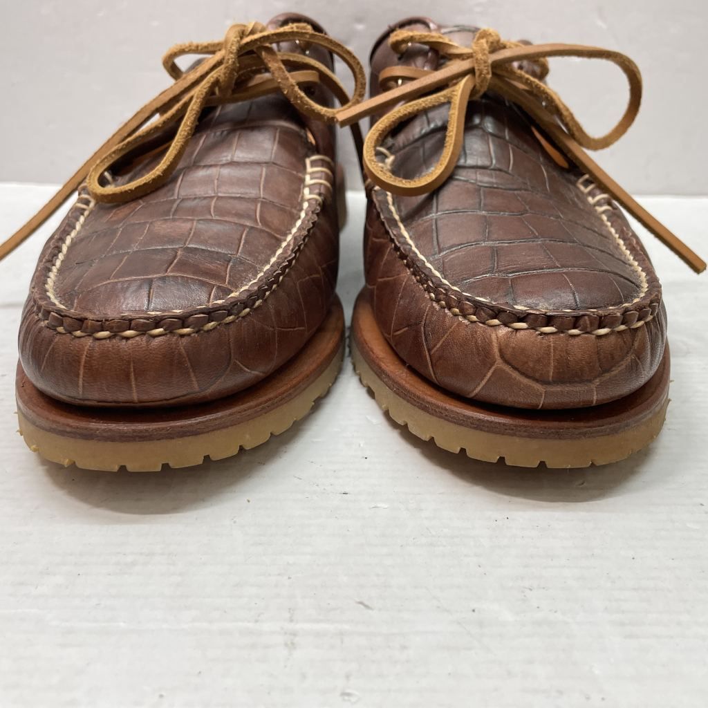 01w-5227 NOAH × Sperry Top Sider ノア × スペリートップサイダー Captain s Oxford クロコ型押しデッキシューズ ブラウン US10D メンズ レザー 箱無し 靴 品