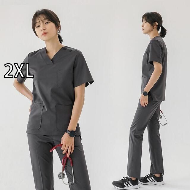 2XL レディース ファッション 業務 ユニフォーム 制服 コスプレ衣装 外科 服 歯科 医療関係 衣装 美容 医療関係 衣装 韓国スタイル メンズ 半袖 ストレッチスーツ