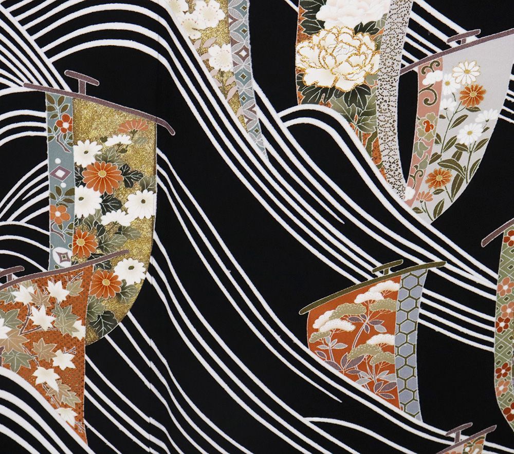 美品 袷 正絹着物 作家物落款 比翼仕立て“リアルさも持つ松竹梅”色留袖O-78 0538］黒留袖 美品 未使用 鳳凰 比翼付 五つ紋 梅鉢 作家物 正絹