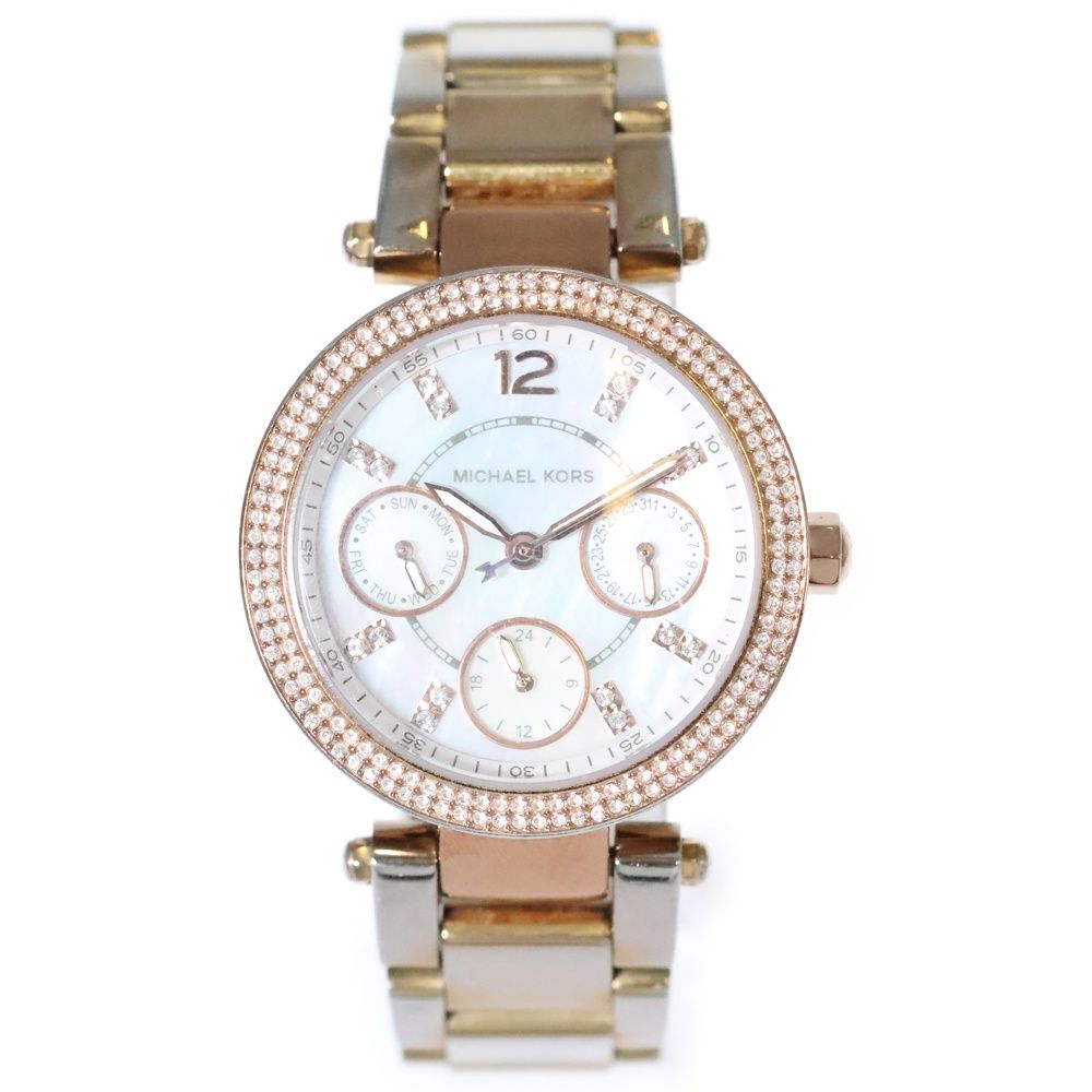 MICHAEL KORS マイケルコース シェル文字盤 腕時計 ウォッチ ゴールド×ピンク SS|QZ