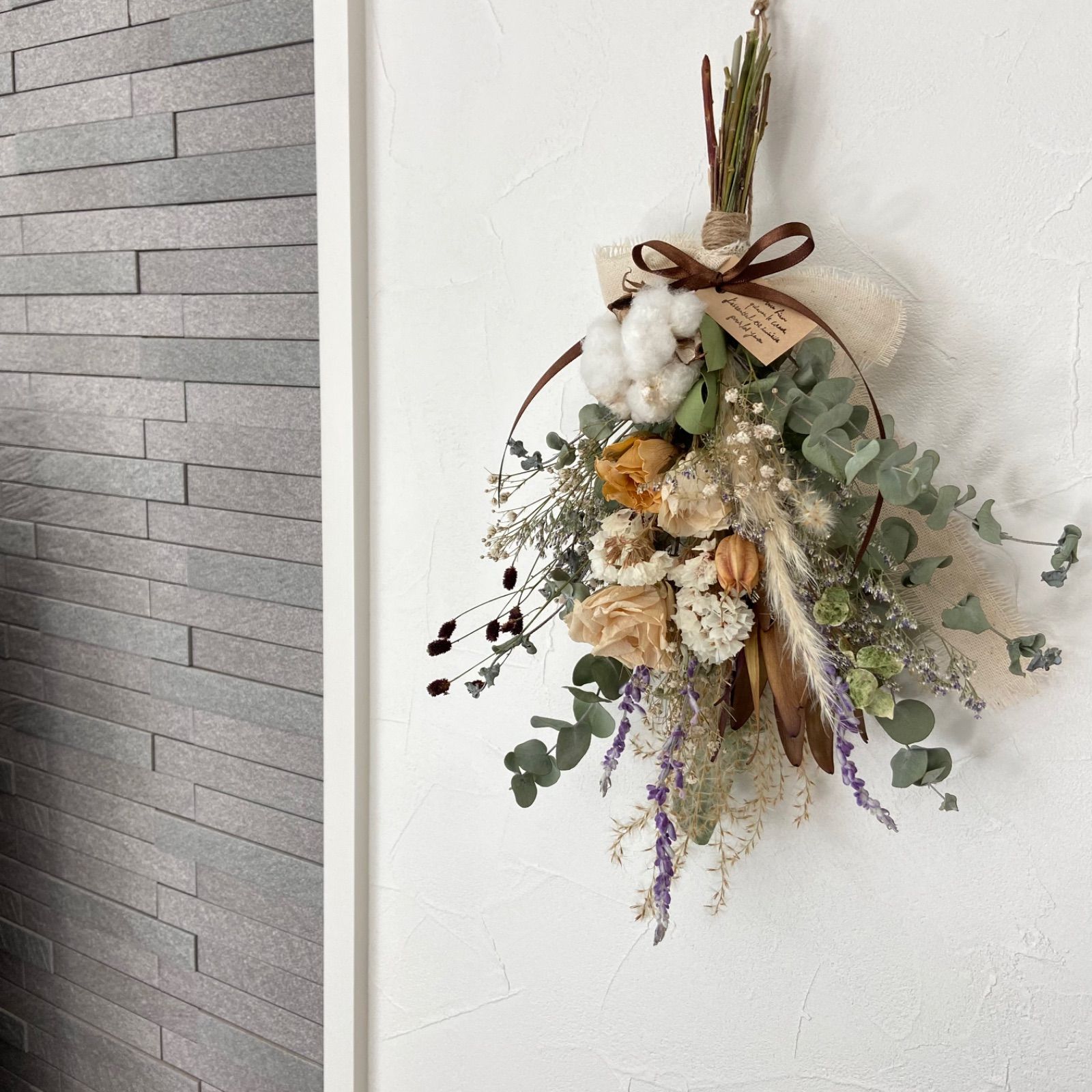 ドライフラワー スワッグ バラ リューカデンドロン コットンフラワー