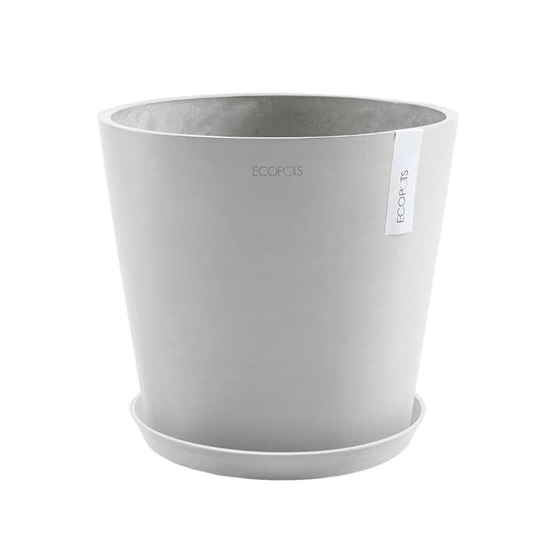 植木鉢 ECOPOTS Amsterdam キャスター付き鉢皿ホワイトグレー L