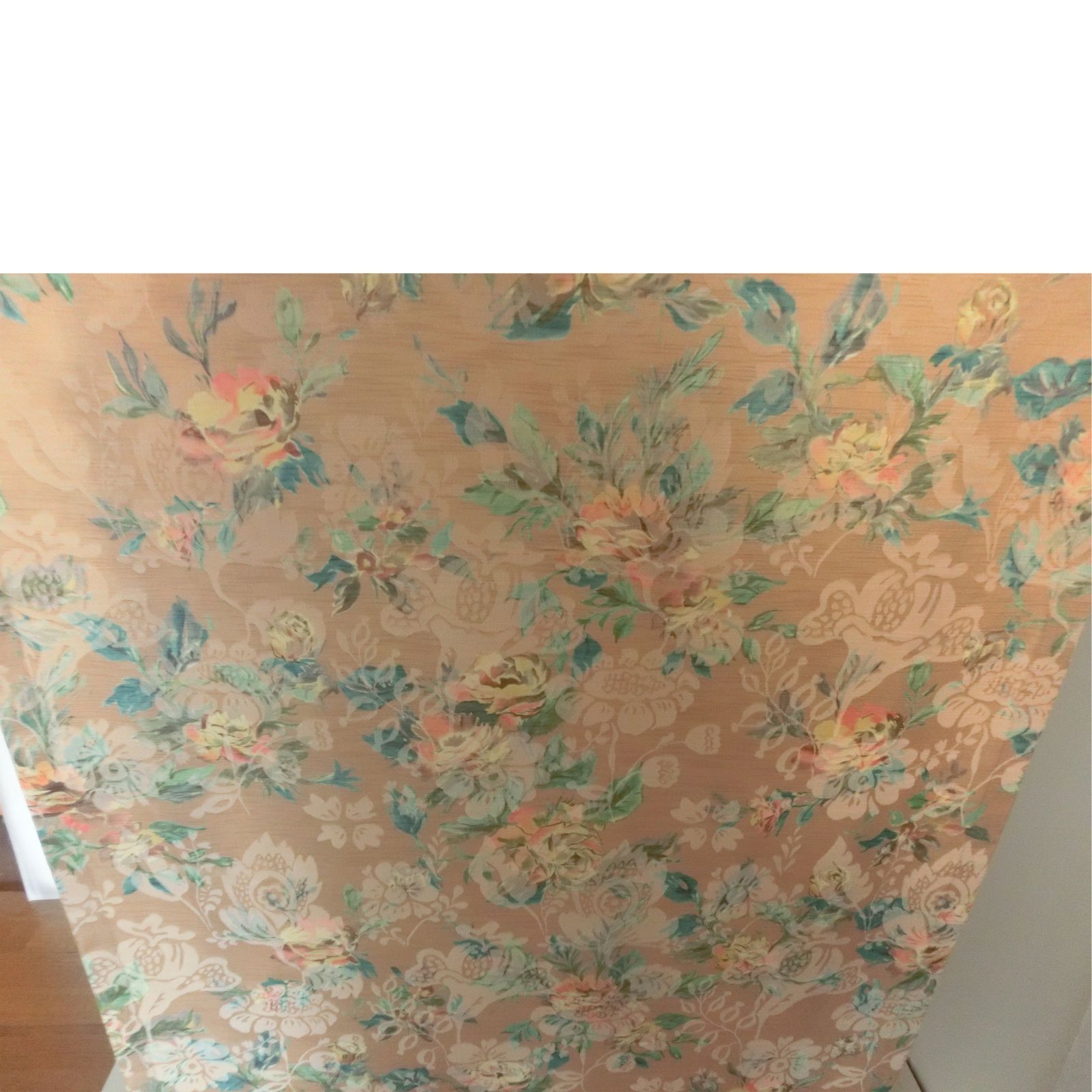 衝立 花柄 タペストリー ついたて ブラウンフレーム 衝立 花柄