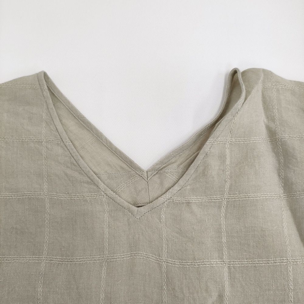 evam eva linen stitches pullover 定価26400円 E251T172 サイズM ブラウス シャツ グレージュ レディース エヴァムエヴァ 5-0902S♪ NICORILABO_COM