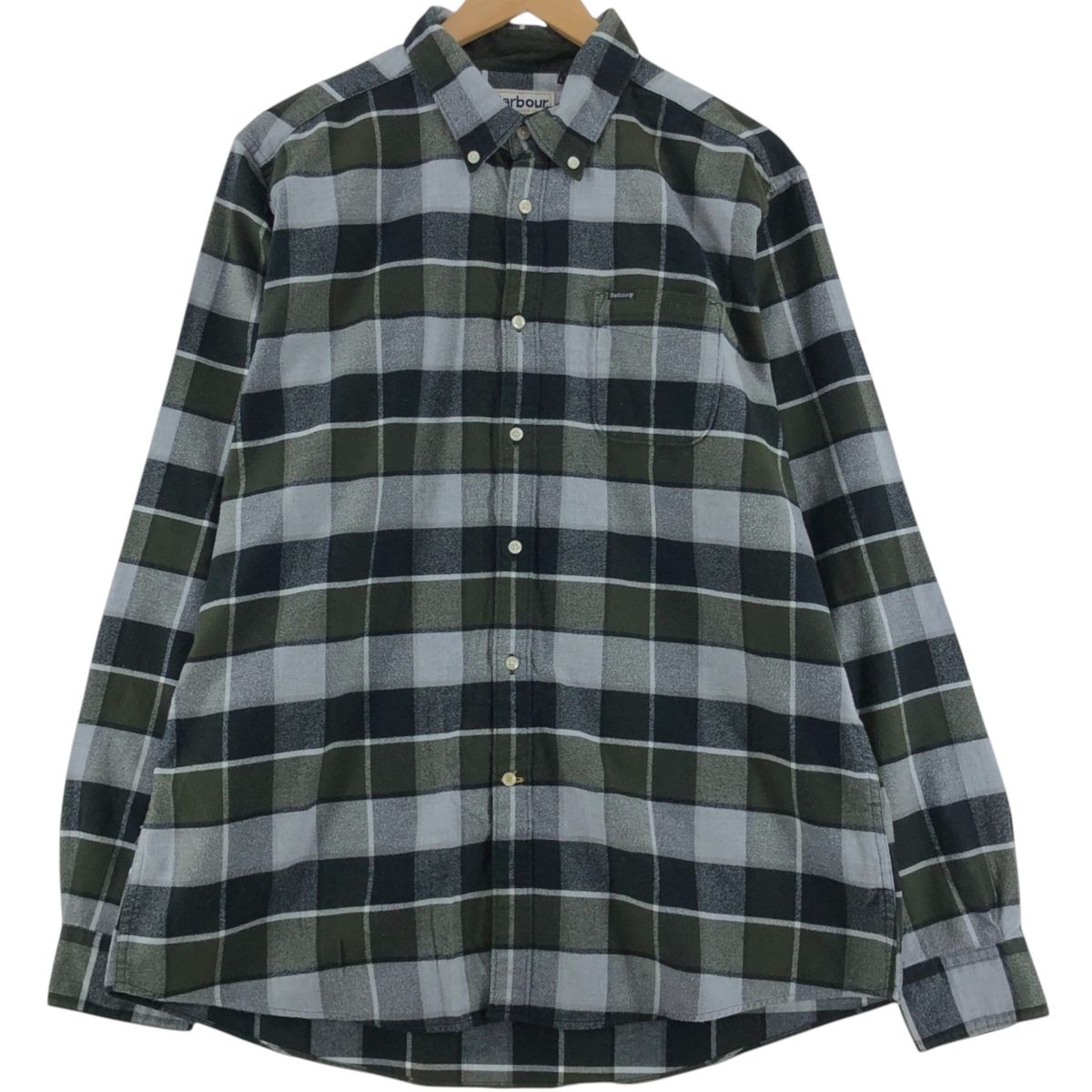 古着 バブアー Barbour TAILORED FIT 長袖 ボタンダウン ライトネルチェックシャツ メンズL相当/eaa524203
