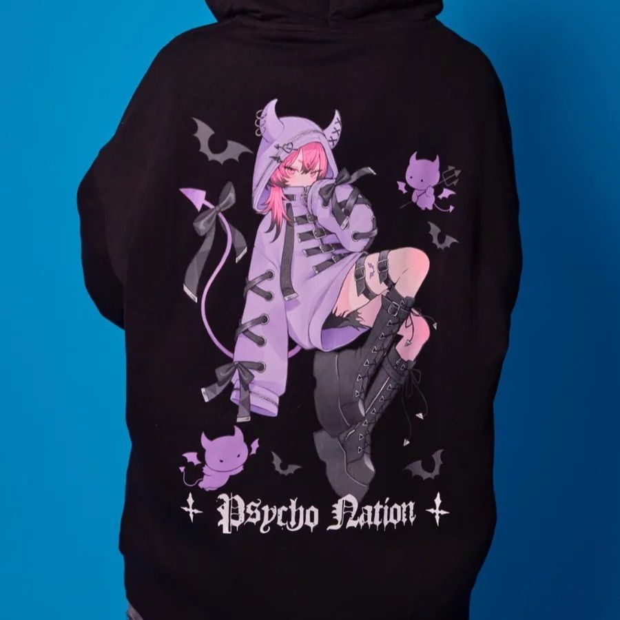 PSYCHO NATION × 寝田ルネ コラボ 3WAY デビル パーカー PSYCHO NATION】× 寝田ルネ コラボ デビルZIPパーカー (715202