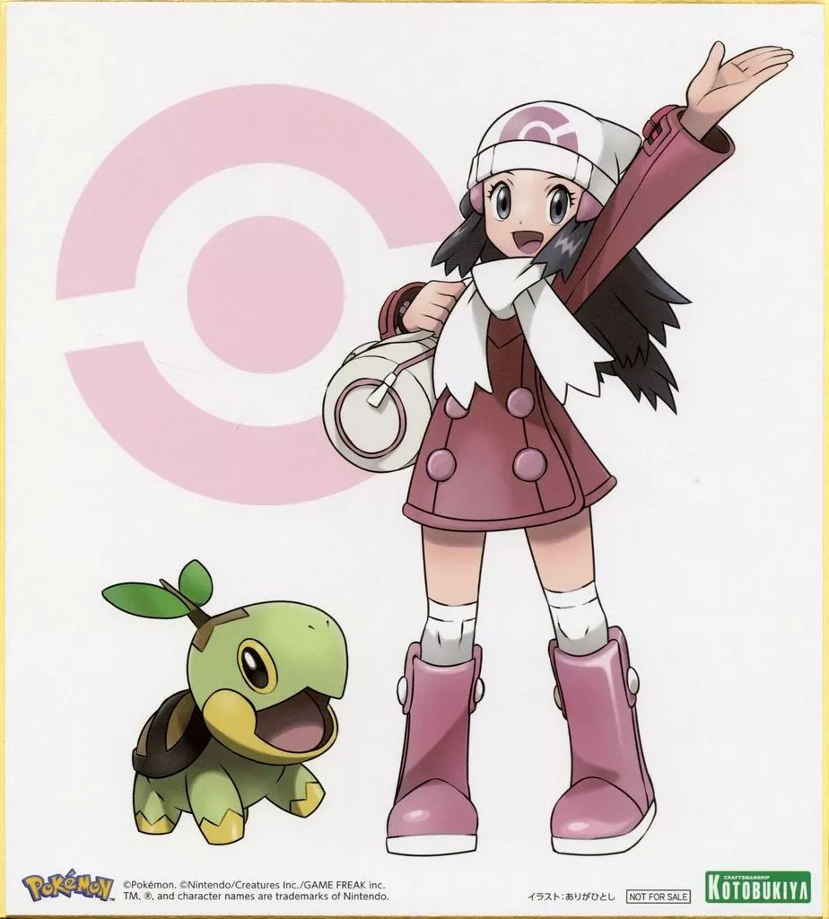 中古】紙製品 ヒカリ＆ナエトル ありがひとし氏イラスト色紙