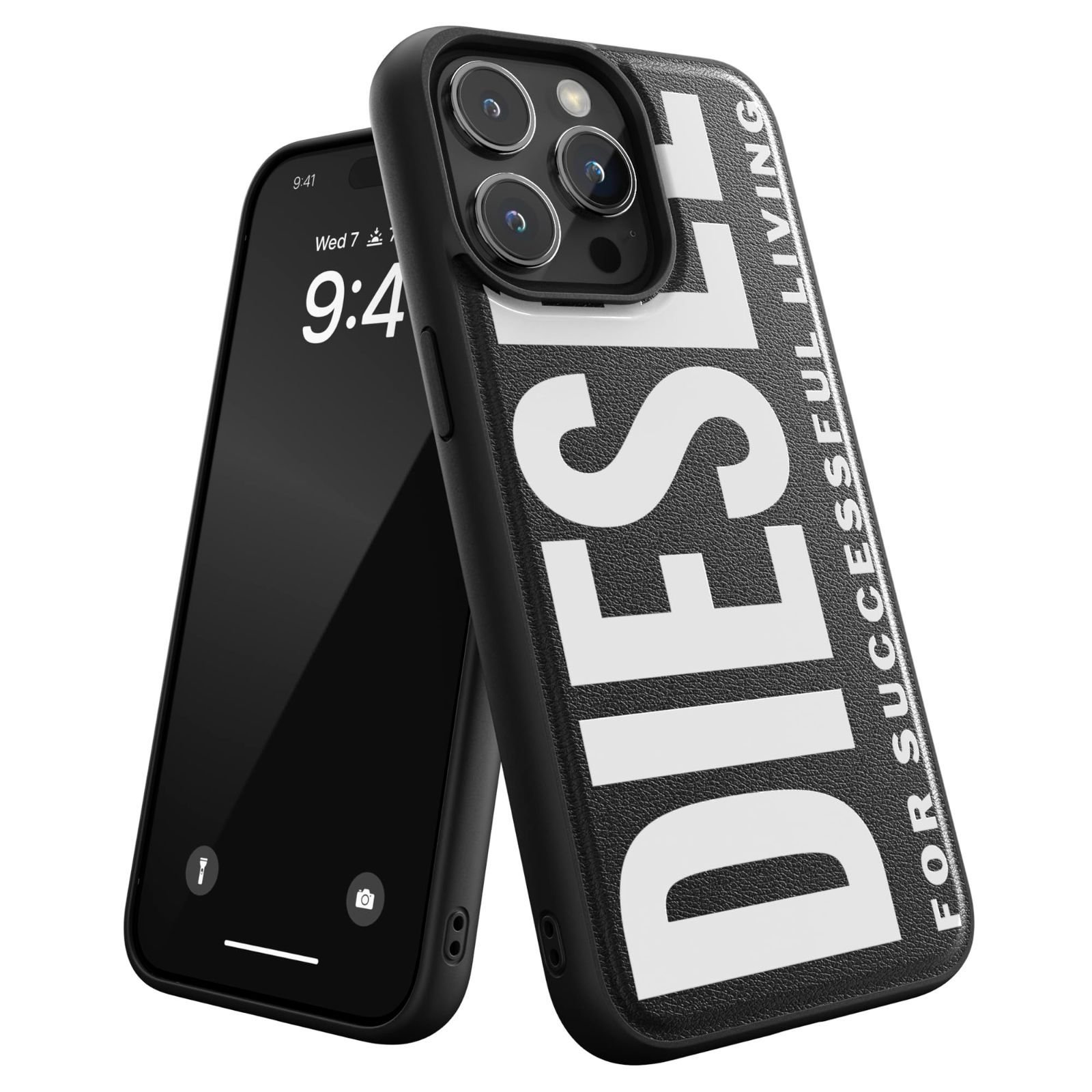 DIESEL iPhone15ProMaxケース おしゃれ ブランド ロゴ デザイン 黒 （ ディーゼル iPhone 15 Pro Max カバー ブラック/ホワイト ）