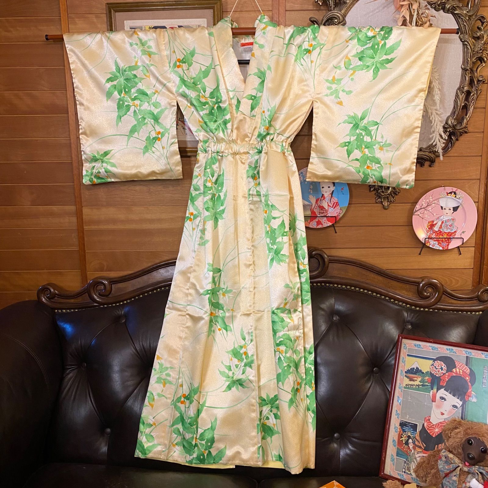 和洋折衷 着物 リメイク ワンピース ドレス 名古屋帯サッシュ