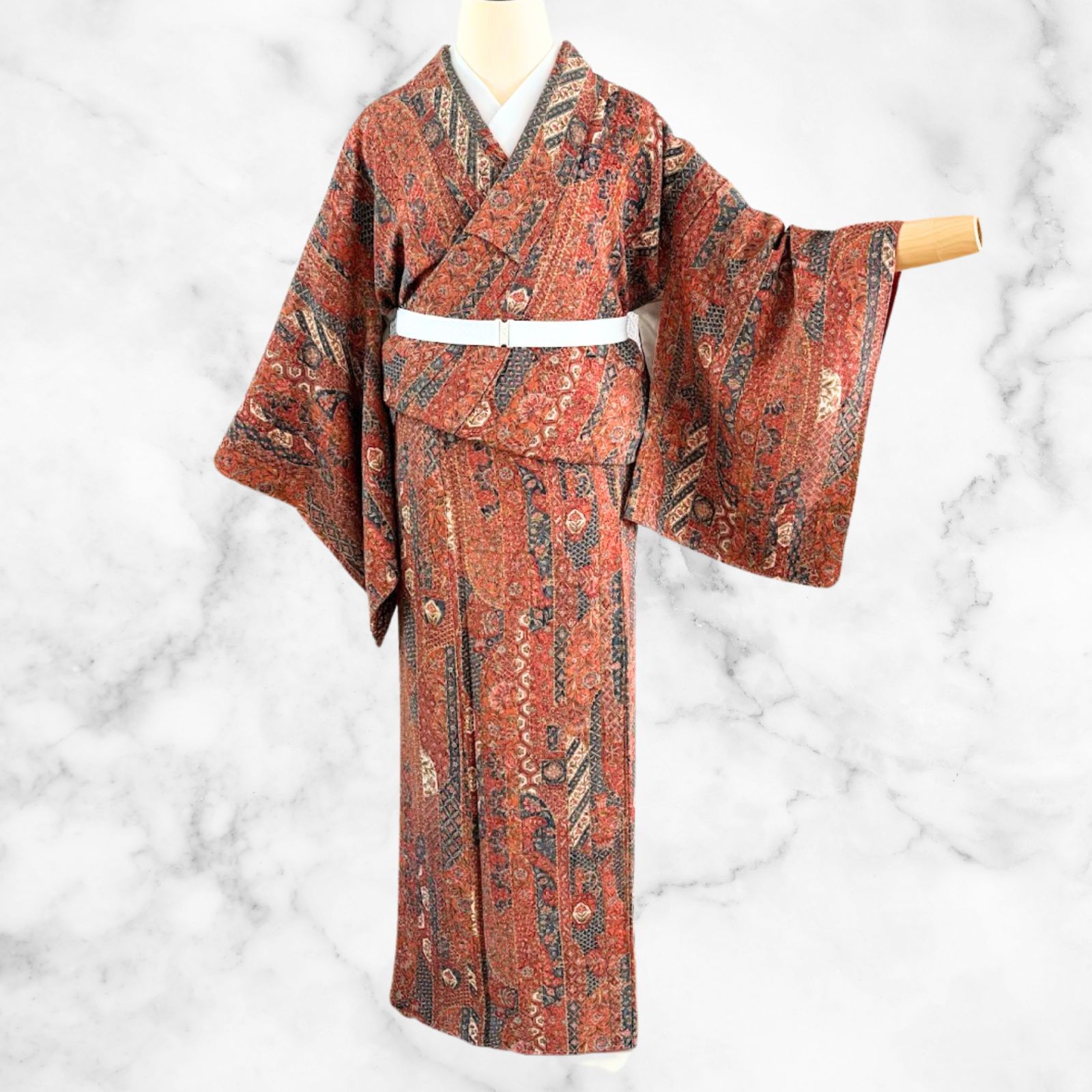 Silk Kimono Komon Chirimen Sarasa Pattern by Nidaime Sarajin