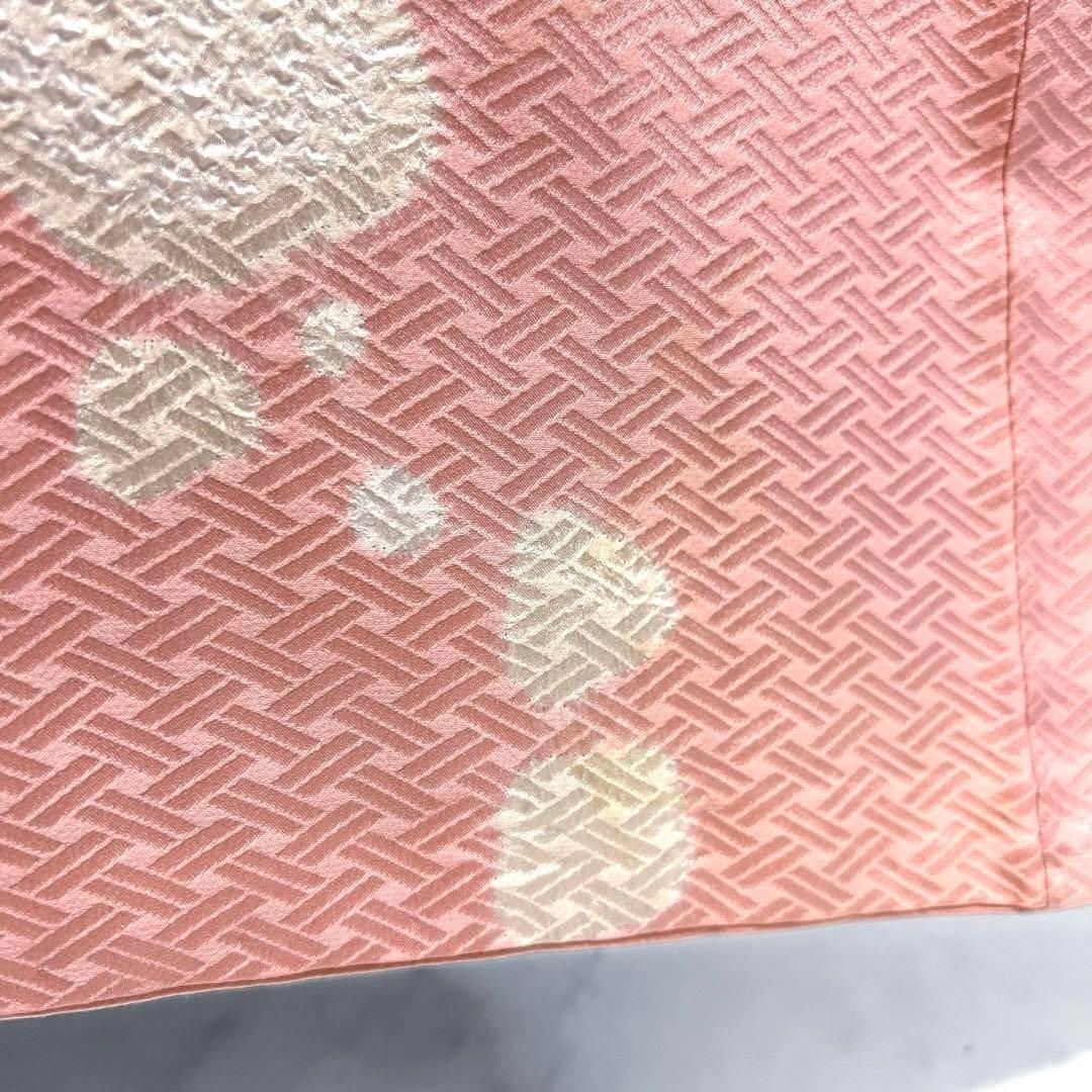 ゑり善 付け下げ 刺繍 桔梗 抽象花 絞り 籠目地紋 着物 104a d