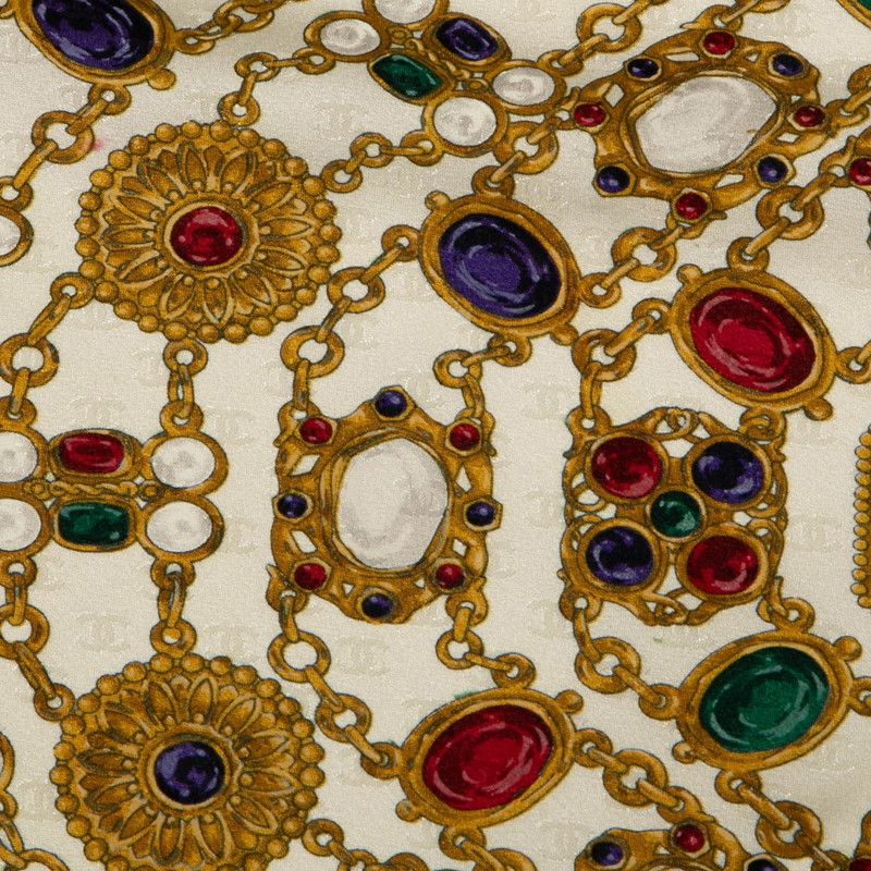 シャネル 宝石 ジュエリー ホワイト アイボリー マルチカラー シルク レディース CHANEL 1-0229433