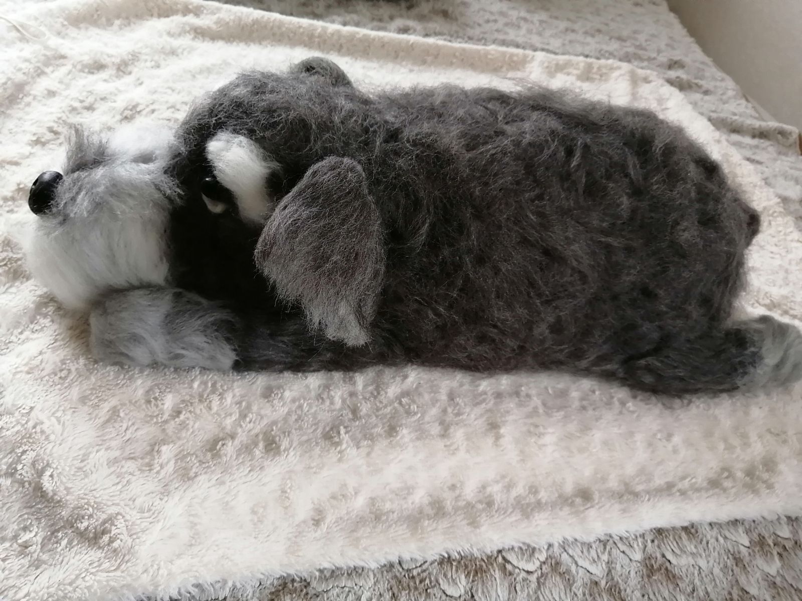 羊毛フェルトぬぼっとまったり特大ほっこりシュナウザー55cm 羊毛フェルトぬぼっとまったり特大ほっこりシュナウザー55cm 特特特大