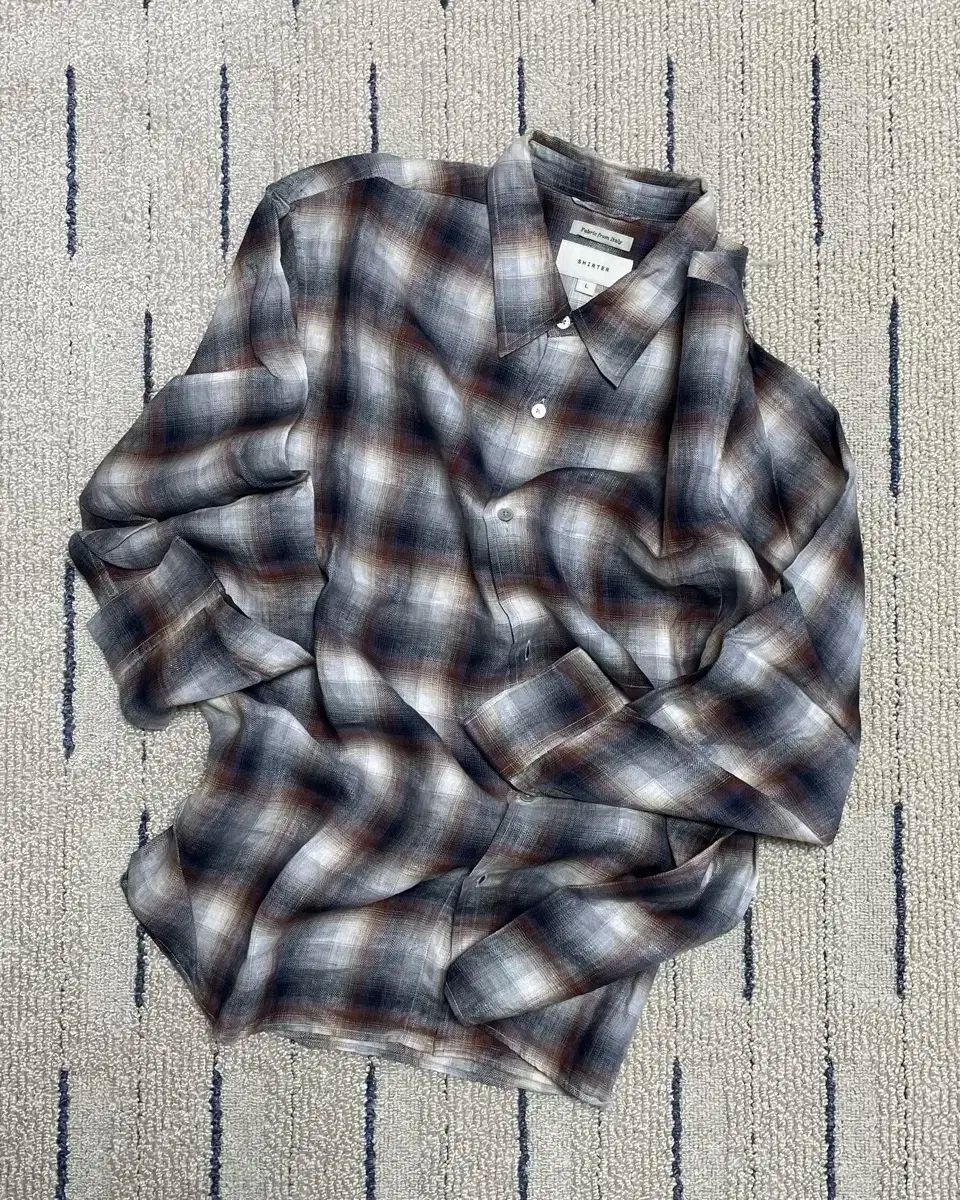 （ L サイズ SHIRTER(シャーター) 23ss リネン シャツ チェック柄