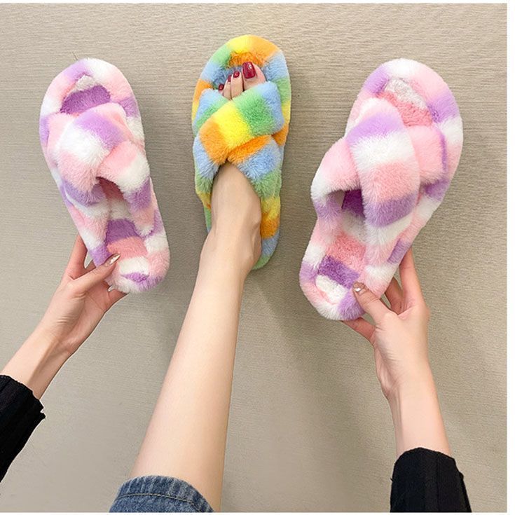 ファー スリッパ風 シューズ サンダル 靴 人気 sandal272カラフル可愛い冬新作 シューズ ふわふわ ファー