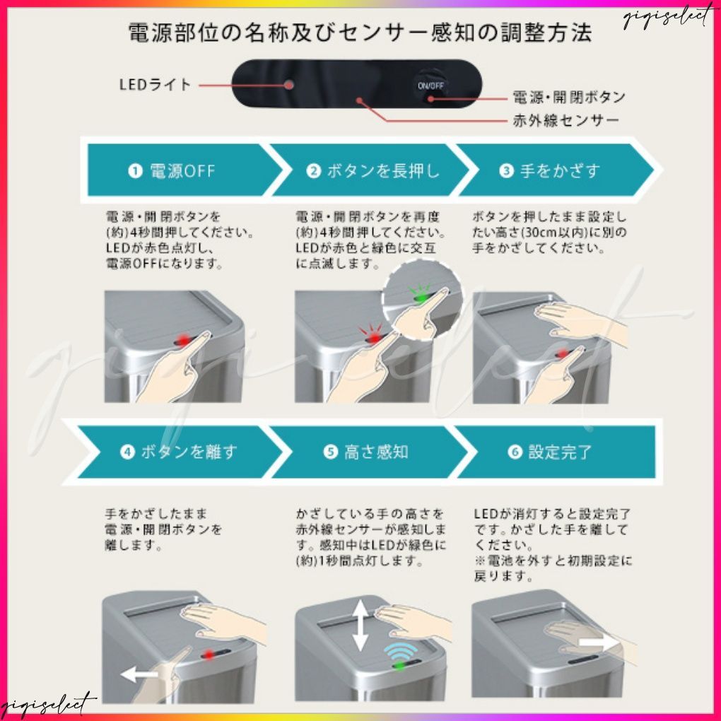 シャッター式50L自動開閉ゴミ箱