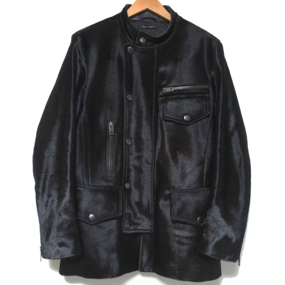 美品 名作 トムフォード期 GUCCI グッチ 133624 XS038 ハラコ レザー モーターサイクル ライダースジャケット 46 ダークブラウン メンズ 古着 中古 USED