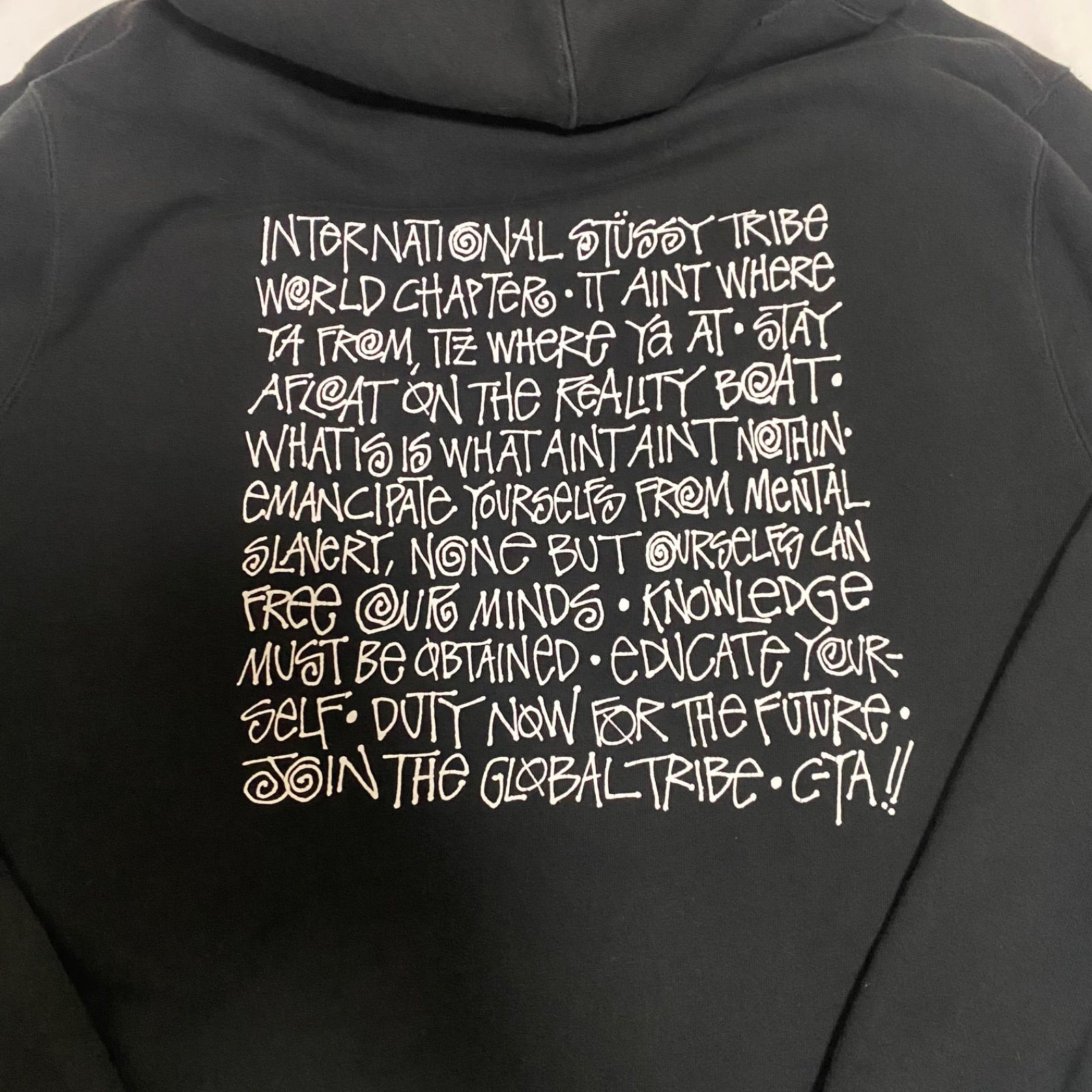 STUSSY パーカー ヘビーウエイト ブラック バックプリント （XL 