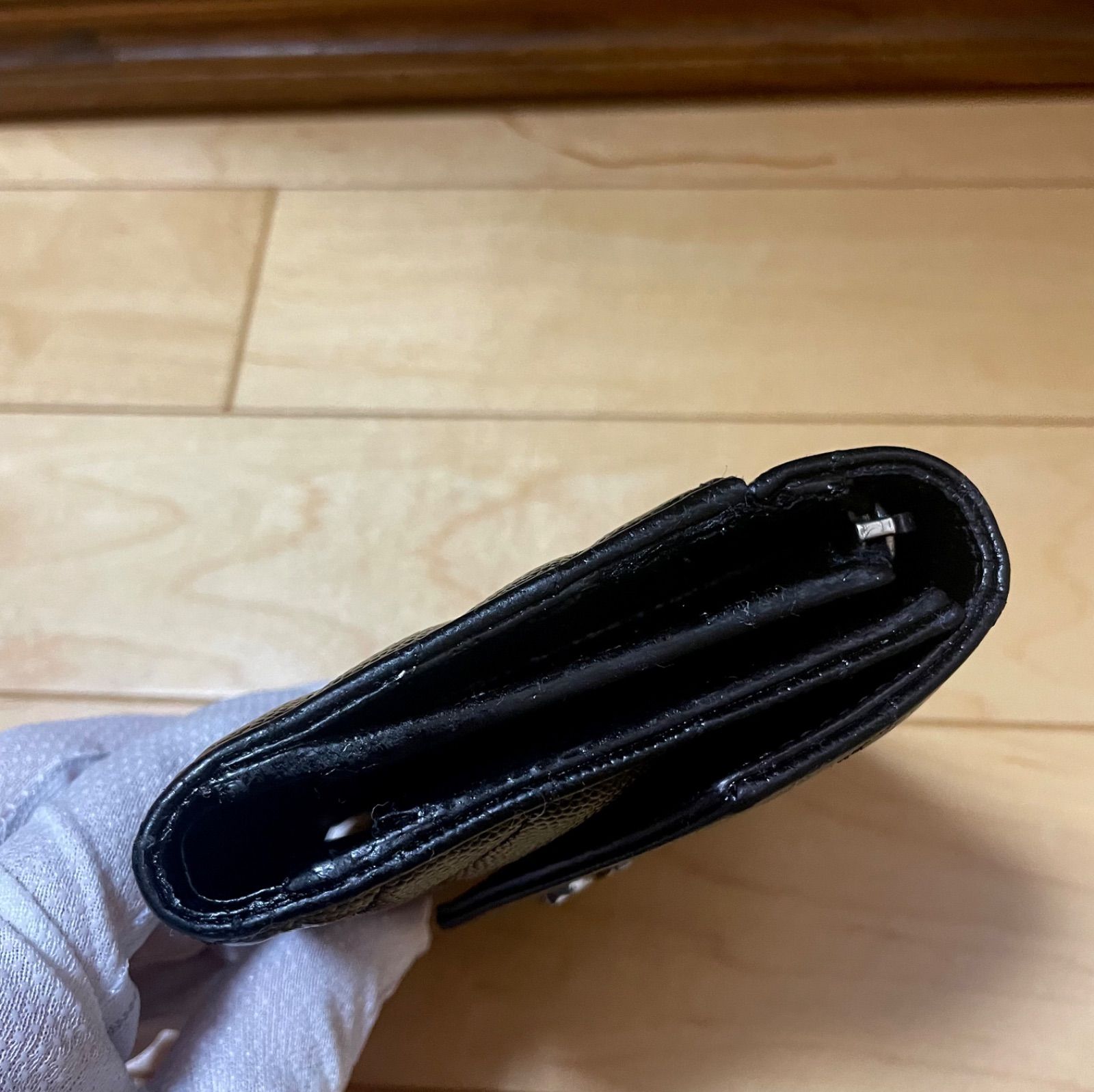 SAINT LAURENT 三つ折り財布 ウォレット Vステッチ 極美✨サンローラン