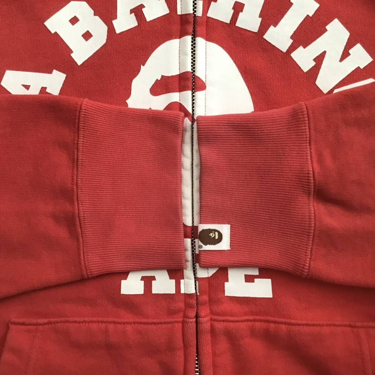カレッジロゴ ジップ パーカー Lサイズ レッド a bathing ape