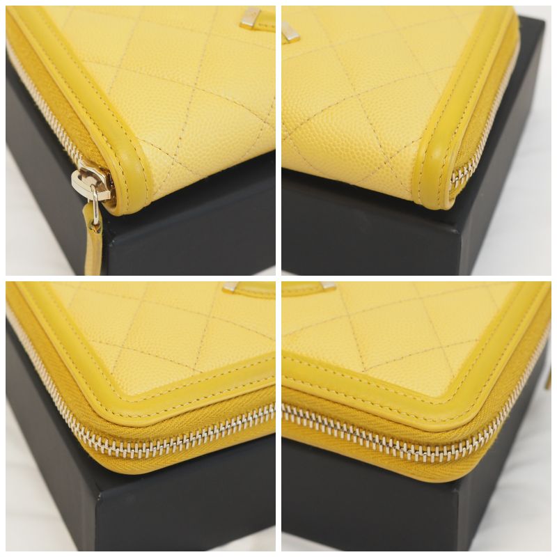 CHANEL シャネル フィリグリー イエロー ラウンド 財布 キャビアスキン CHANEL シャネル フィリグリー イエロー ラウンド 財布 キャビア