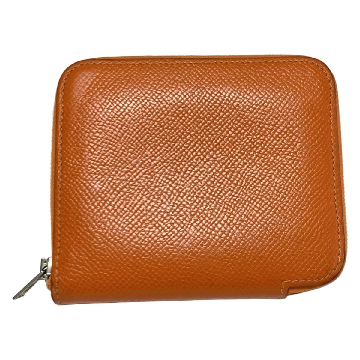HERMES エルメス コインケース アザップコンパクトシルクイン オレンジ ラウンドファスナー|シルバー金具