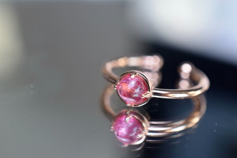 RG10-94 非加熱 槿花色 スピネル リング ミャンマー産 フリーサイズ