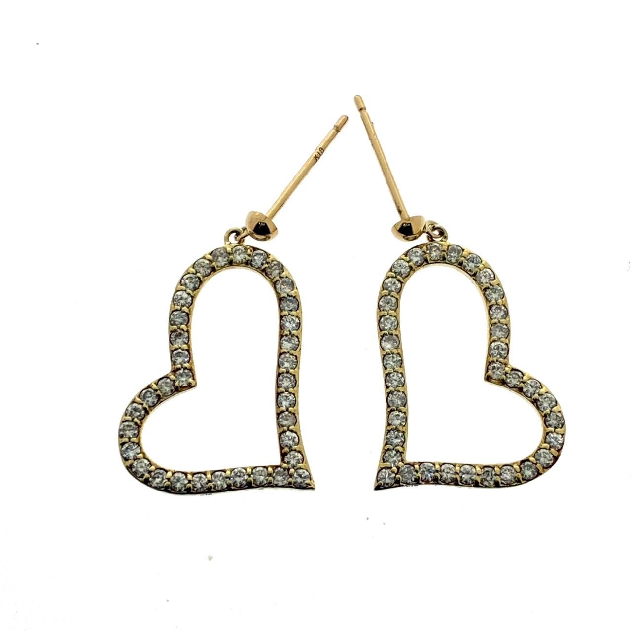 新品仕上済み K18 天然 ダイヤモンド ピアス D:0.50ct/0.50ct ダイヤ  