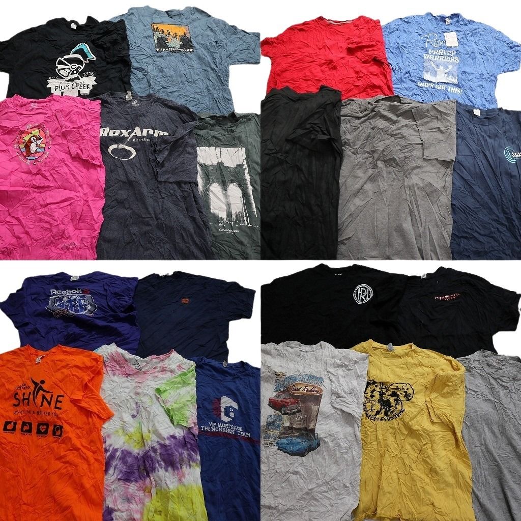古着卸 まとめ売り カラーmix プリント 半袖Tシャツ 20枚セット (メンズ 2XL ) タイダイ リーボック バッキーズ 中古 古着 MY9709