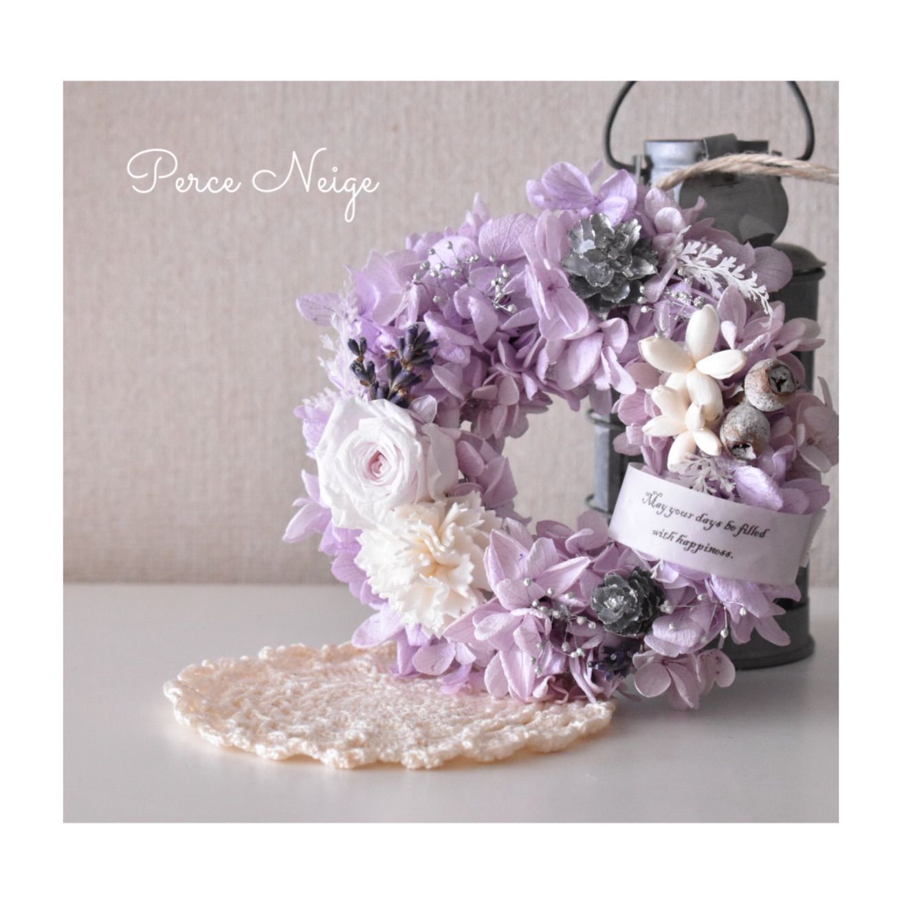 Couronne de mini fleurs violet clair＊ すみれ色のリース 誕生