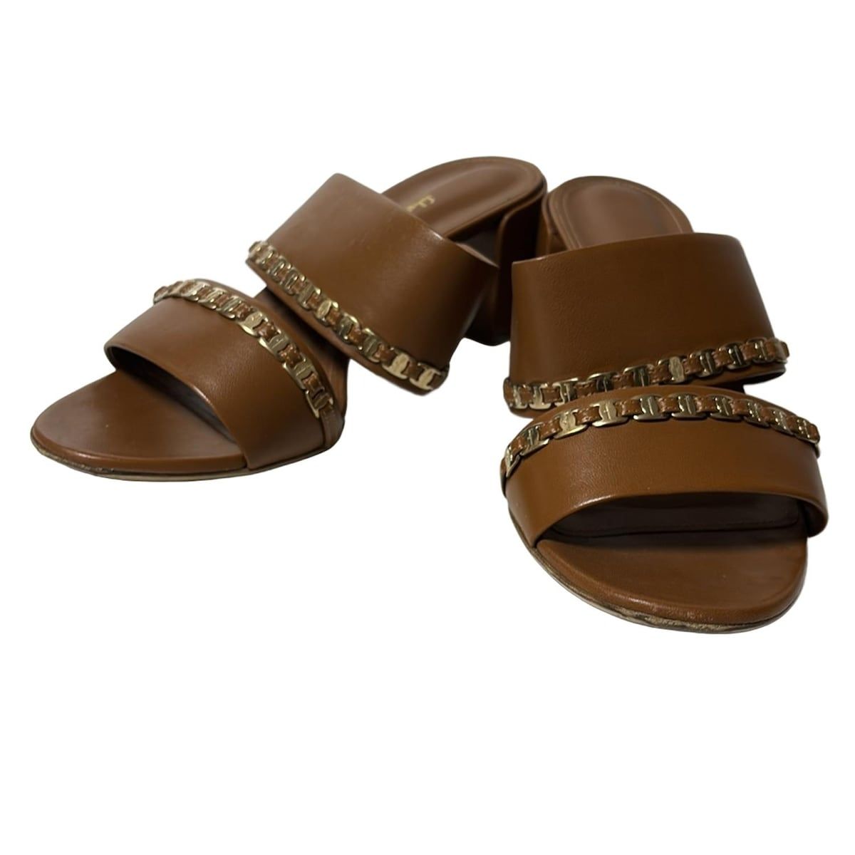 FERRAGAMO|SalvatoreFerragamo サルバトーレフェラガモ ミュール 8 D レディース - ブラウン×ゴールド ヴァラ レザー