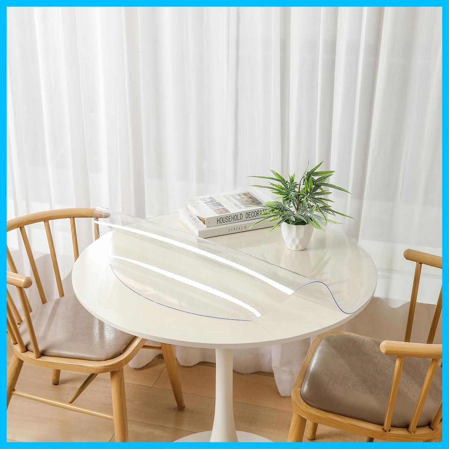 ビニール デスクマット 円形 マット 円形 テーブルカバー 厚さ2mm 無臭 円形直径90cm PVC製 テーブルクロス デスクマット 透明 耐熱撥水耐久汚れに耐える手入れ簡単サイズ選択 テーブルマット