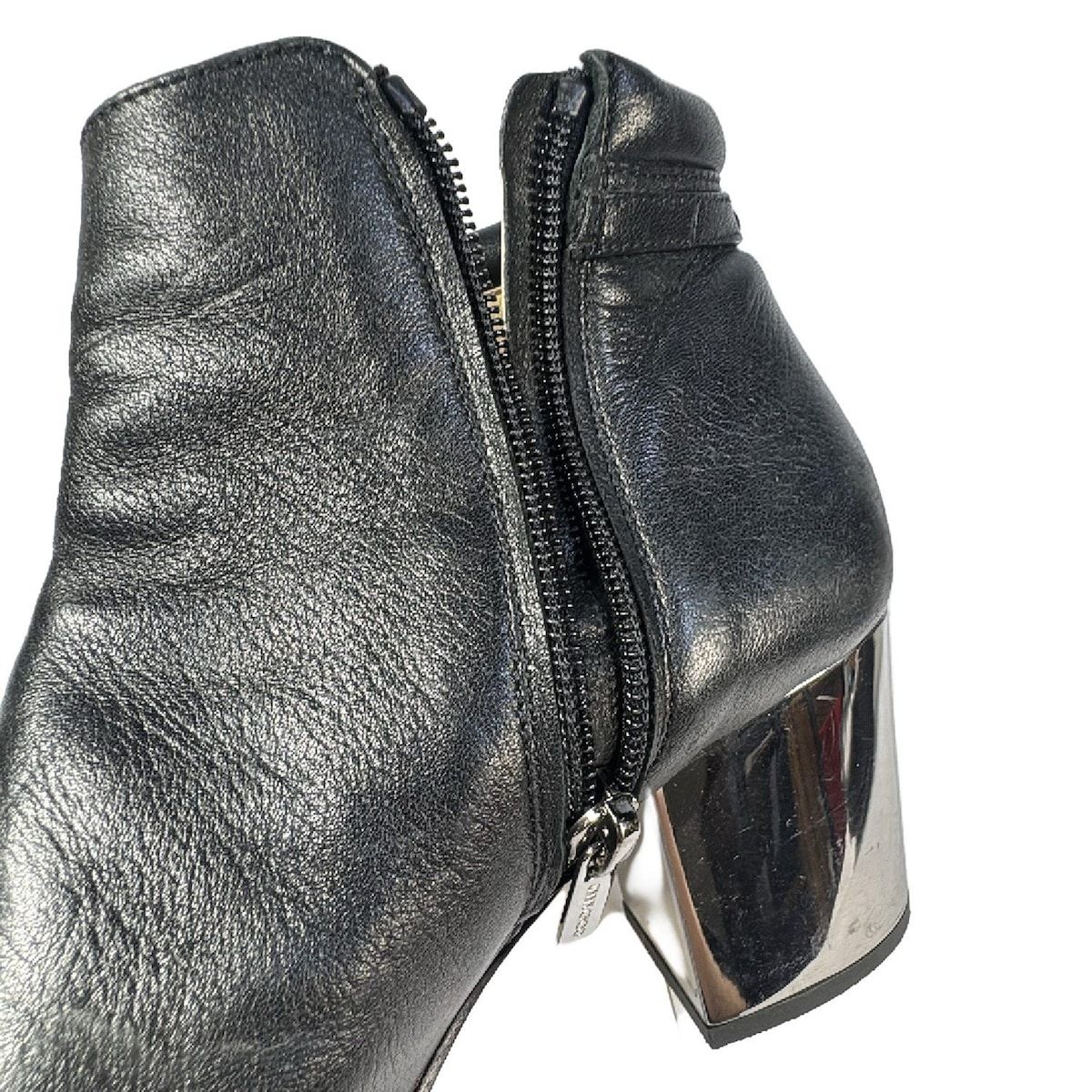 JIMMY CHOO ジミーチュウ ショートブーツ 36 レディース - 黒×シルバー レザー KIN-KAAI_COM