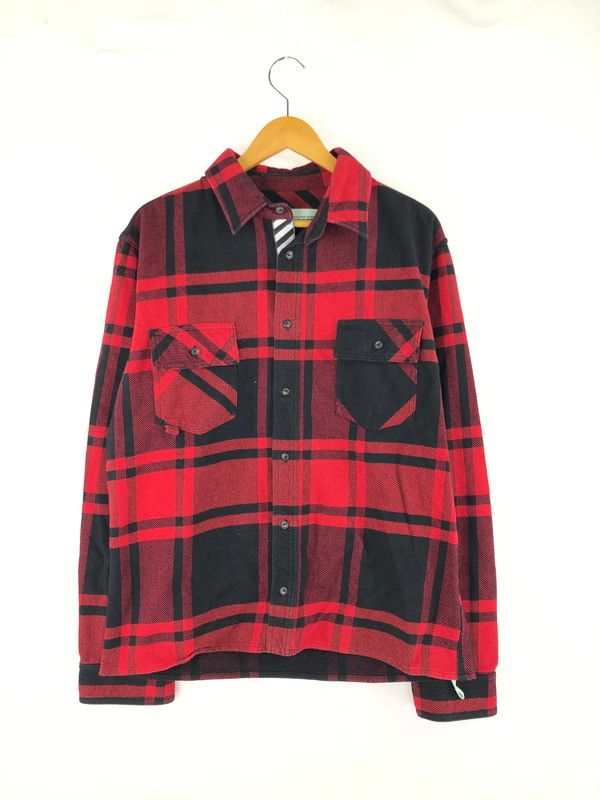 メンズ OFF-WHITE オフホワイト STENCIL FLANNEL SHIRT OMGA060R19C08015 ステンシル フランネルシャツ 長袖 トップス 142-250328-yk-04-TAG