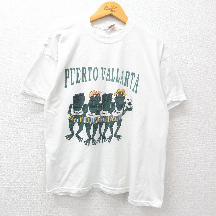 XL/古着 半袖 ビンテージ Tシャツ メンズ 00s カエル クルーネック 白 ホワイト 24jun12 中古