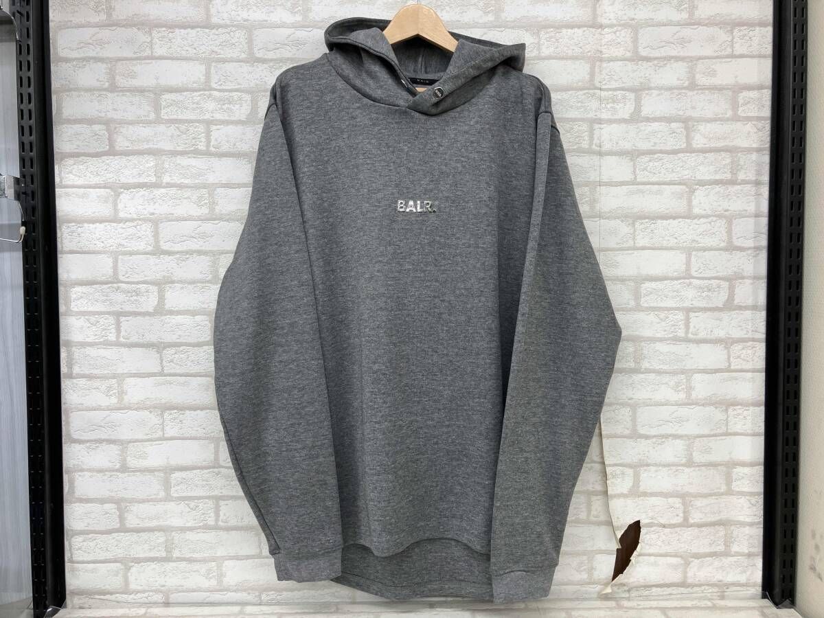 BALR.ボーラー パーカー フーディ グレー メタルロゴ サイドジップ メンズ XXL スポーツ ストリート