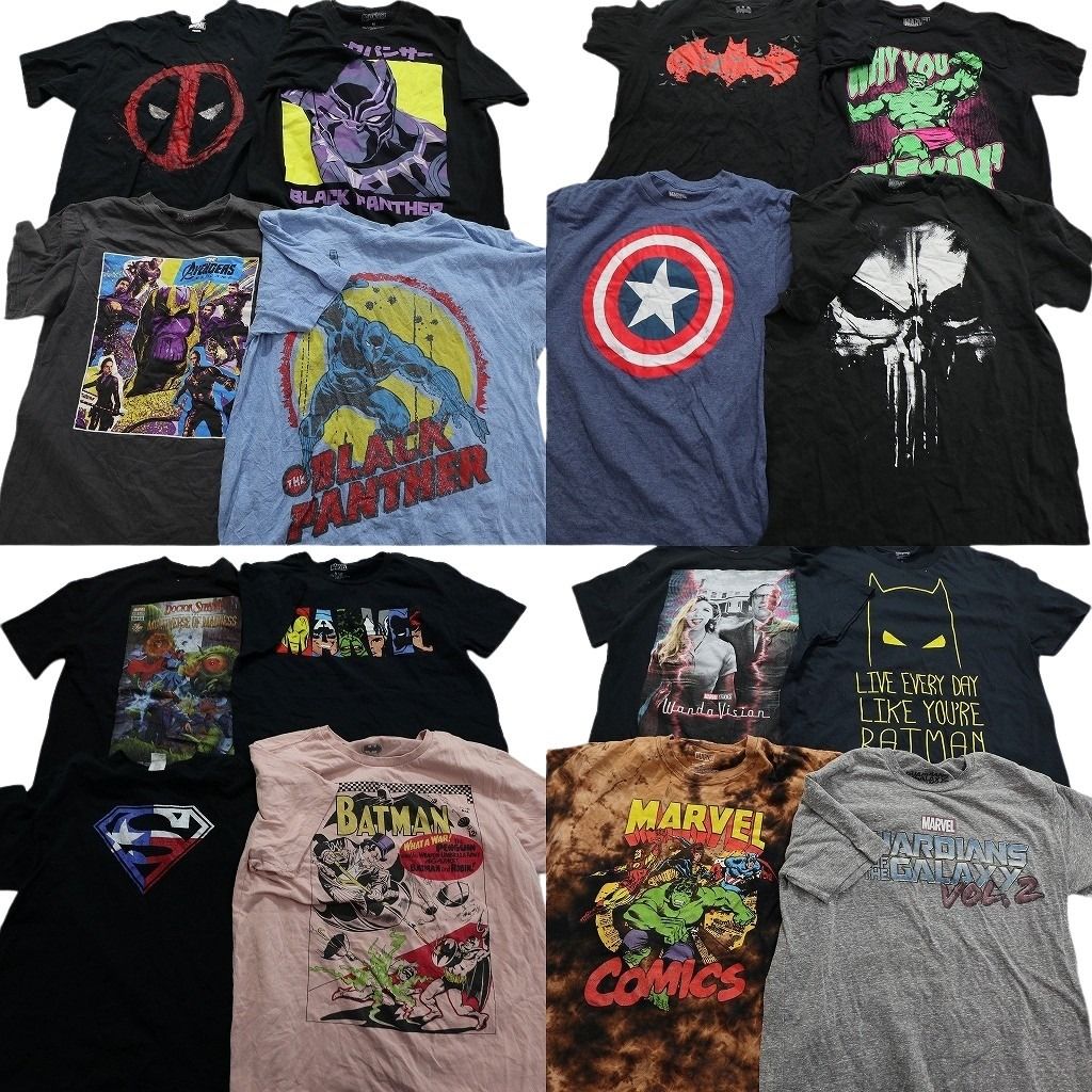 古着卸 マーベル 半袖Tシャツ 16枚セット メンズ Ｍ ブラックパンサー バットマン アベンジャーズ 古着 NA1564