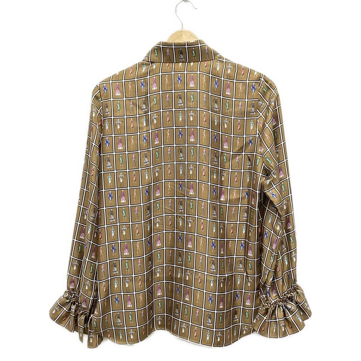 大人カジュアル Max Mara マックスマーラ 長袖シャツブラウス サイズ36 S レディース - ブラウン×白×マルチ シルク チェック柄 安い！かわいい！