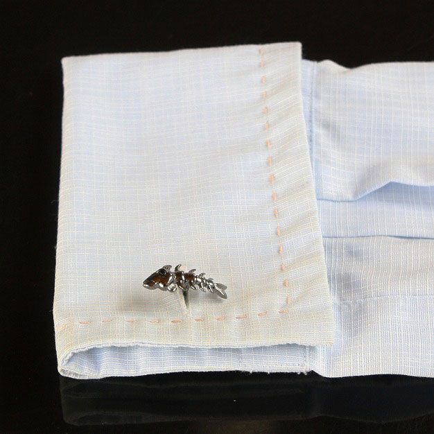 THOMPSON トンプソン ガンメタフィッシュボーンカフスボタン（カフリンクス）