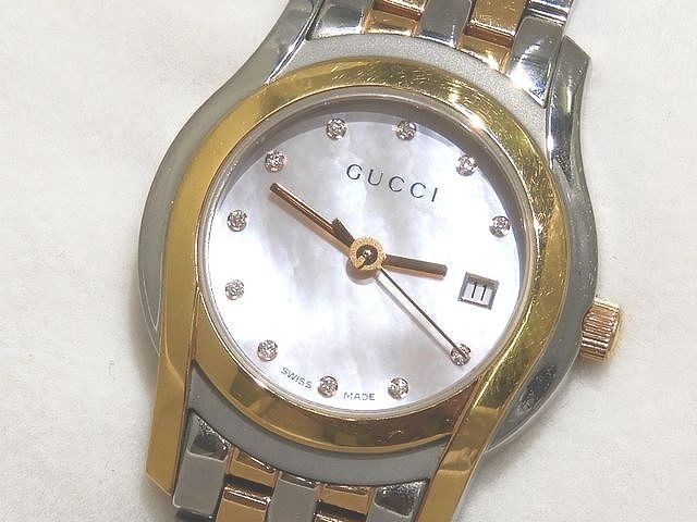 まだ美品 GUCCI グッチ 5500L レディース クォーツ 時計 ☆ 11Pダイヤ