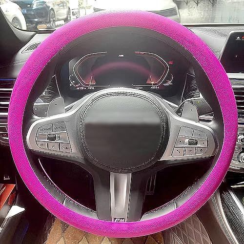 ピンク TradeWind ステアリングカバー ハンドルカバー 軽自動車 普通車 D型 円形 シリコン フリーサイズ 保護カバー(ピンク)