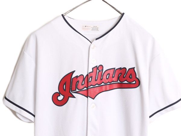 MLB オフィシャル インディアンズ ベースボール シャツ ボーイズ XL メンズ S 程 ユニフォーム ゲームシャツ メジャーリーグ 半袖シャツ 白 お得なクーポン配布中!】 MLB オフィシャル インディアンズ