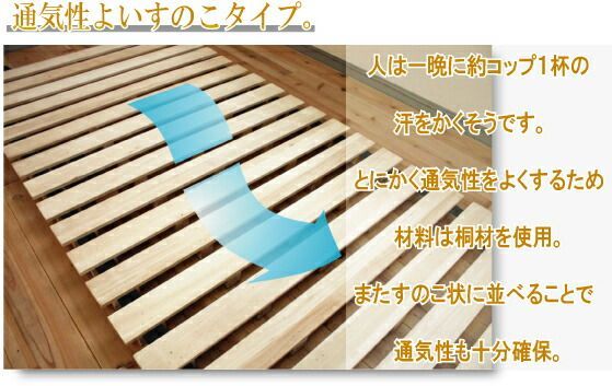 送料無料 ロール式すのこベッド 簡単湿気対策 高も5cmとハイタイプのロール桐すのこベッド ダブル 代引不可