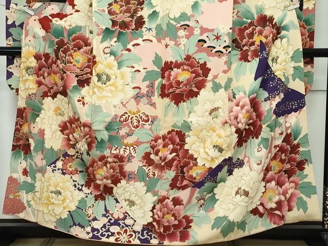 平和屋着物□極上 アンティーク 大正ロマン 振袖 牡丹 金彩 逸品  