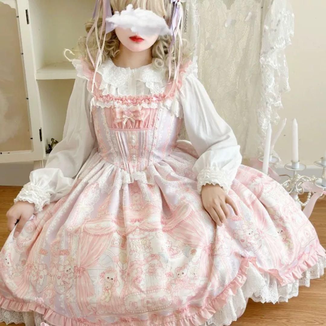 新品未使用 イチゴ柄ロリータジャンパースカート お出かけや女子会に