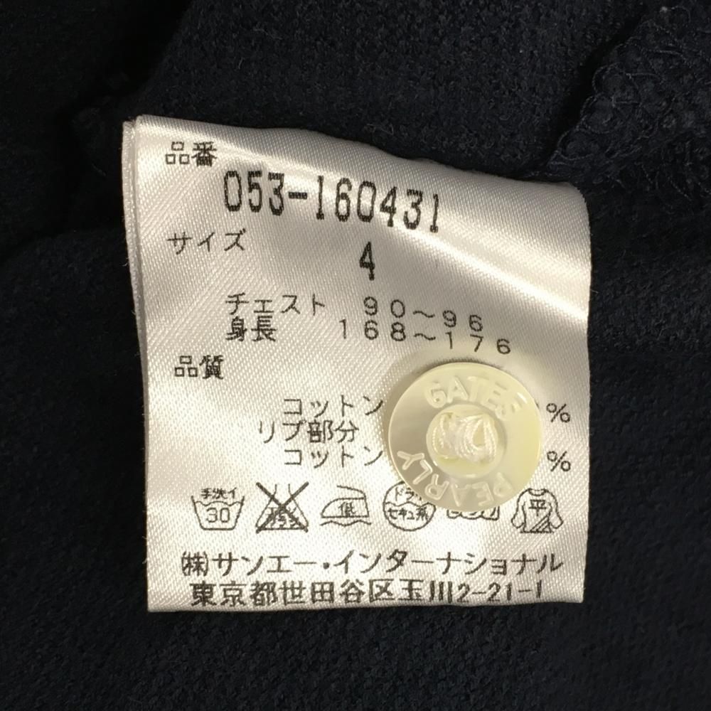 ★SALE価格★パーリーゲイツ 半袖ポロシャツ ネイビー&times;ブラウン バイカラー コットン100％ 襟ライン  メンズ 4(M) ゴルフウェア PEARLY GATES