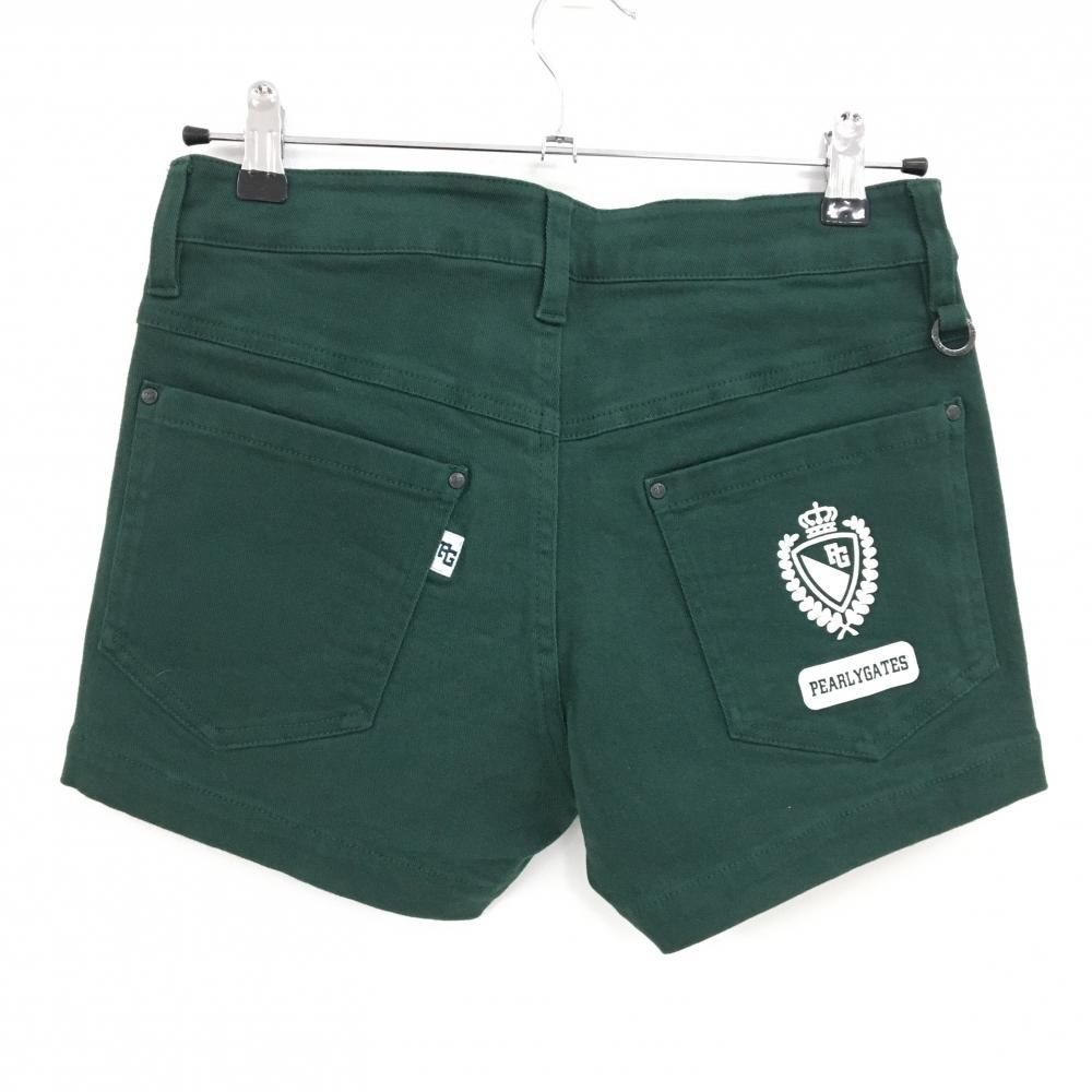 パーリーゲイツ ショートパンツ グリーン 無地 ポケット裏地恐竜柄 レディース 0 S ゴルフウェア PEARLY GATES