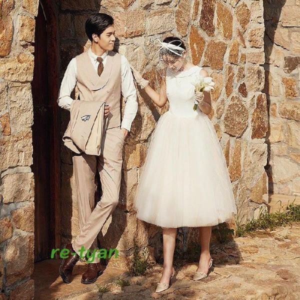 ミニ丈 ミモレ丈 ウェディグドレス 二次会 花嫁 パーティドレス 結婚式 